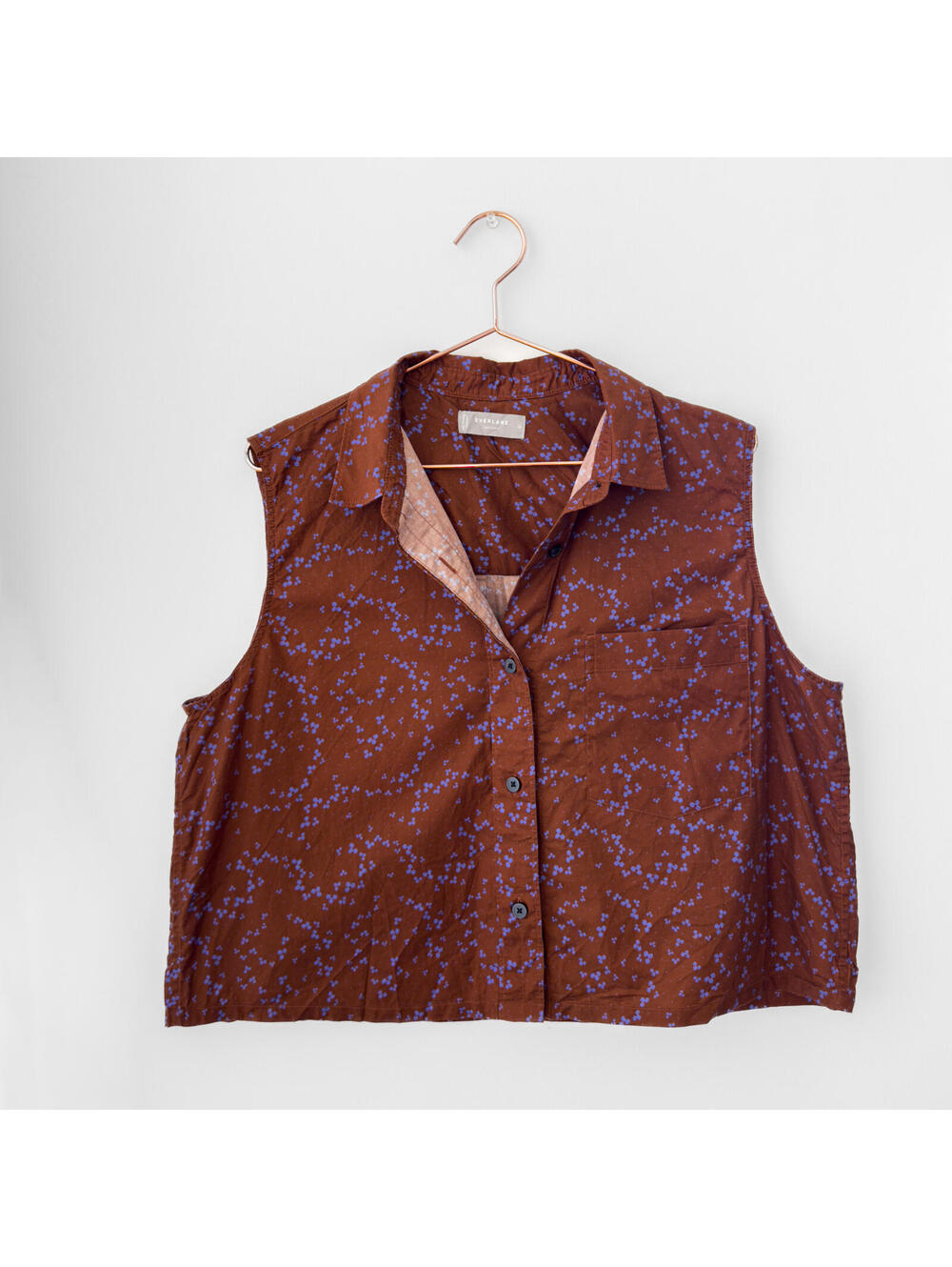 Everlane Floral Prints Cropped Button Up Sleeveless Shirt Size 16
